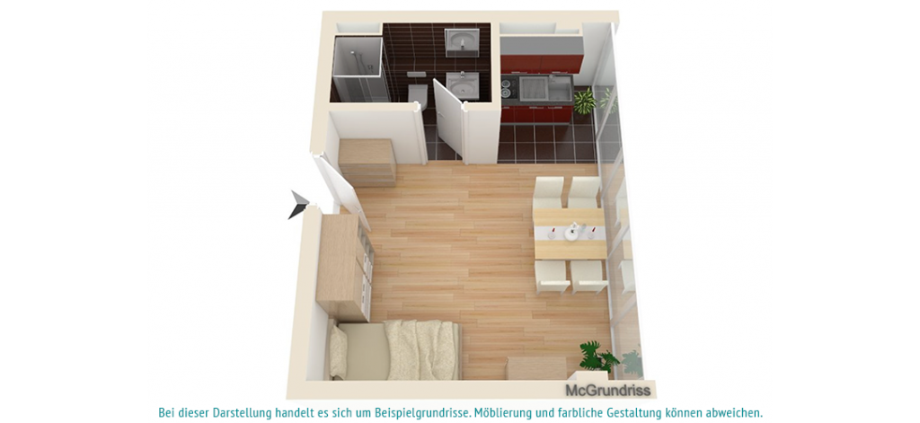 Floor plan Franklin20 in Dresden 1 room apartment student dormitory, a